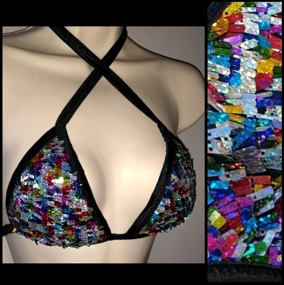 Never Worn Multicolor Sequin Top